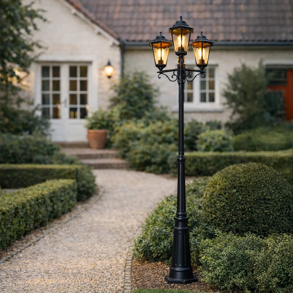 Външна фенери черна 220 см 3-светлина IP44 - Хавана