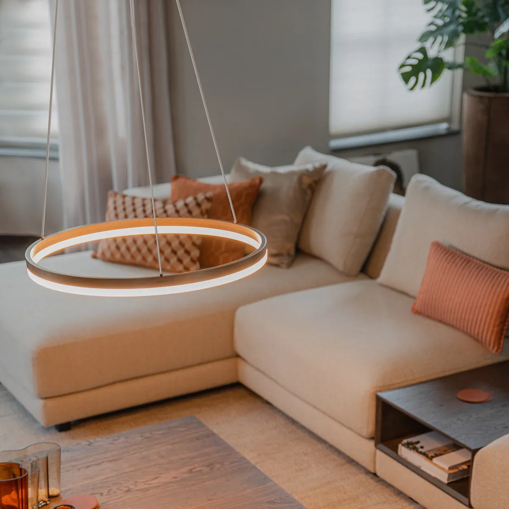 Висяща лампа тъмно бронз 60 см с LED 3-степенна димируема - Anello