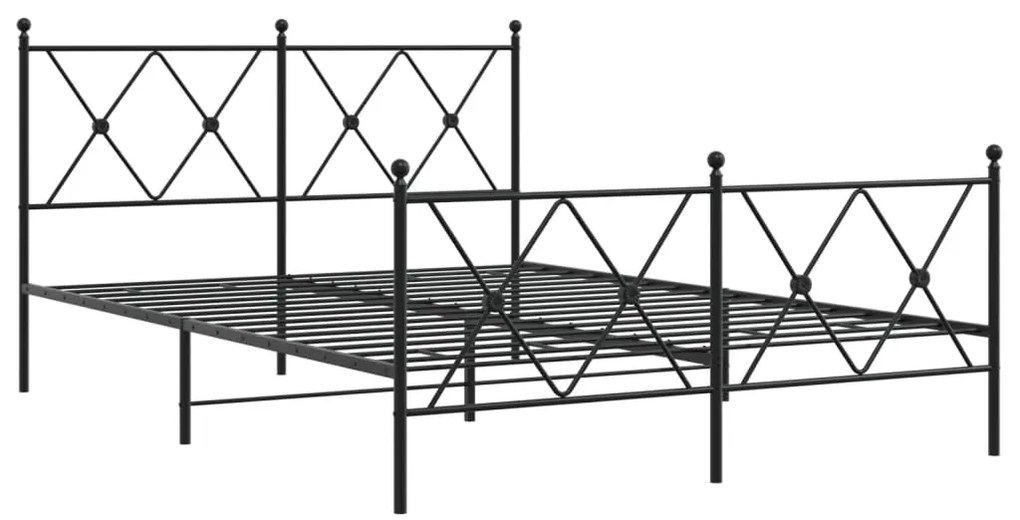 376521 vidaXL Метална рамка за легло с горна и долна табла, черна, 140x200 см