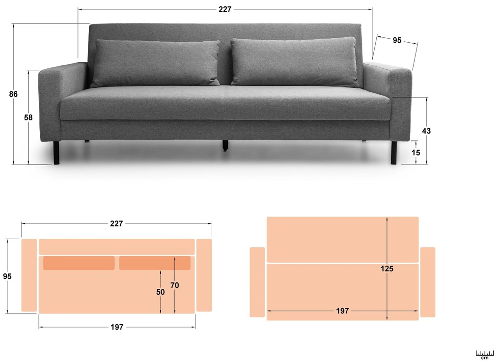 Разтегателно клик-клак канапе Галеро