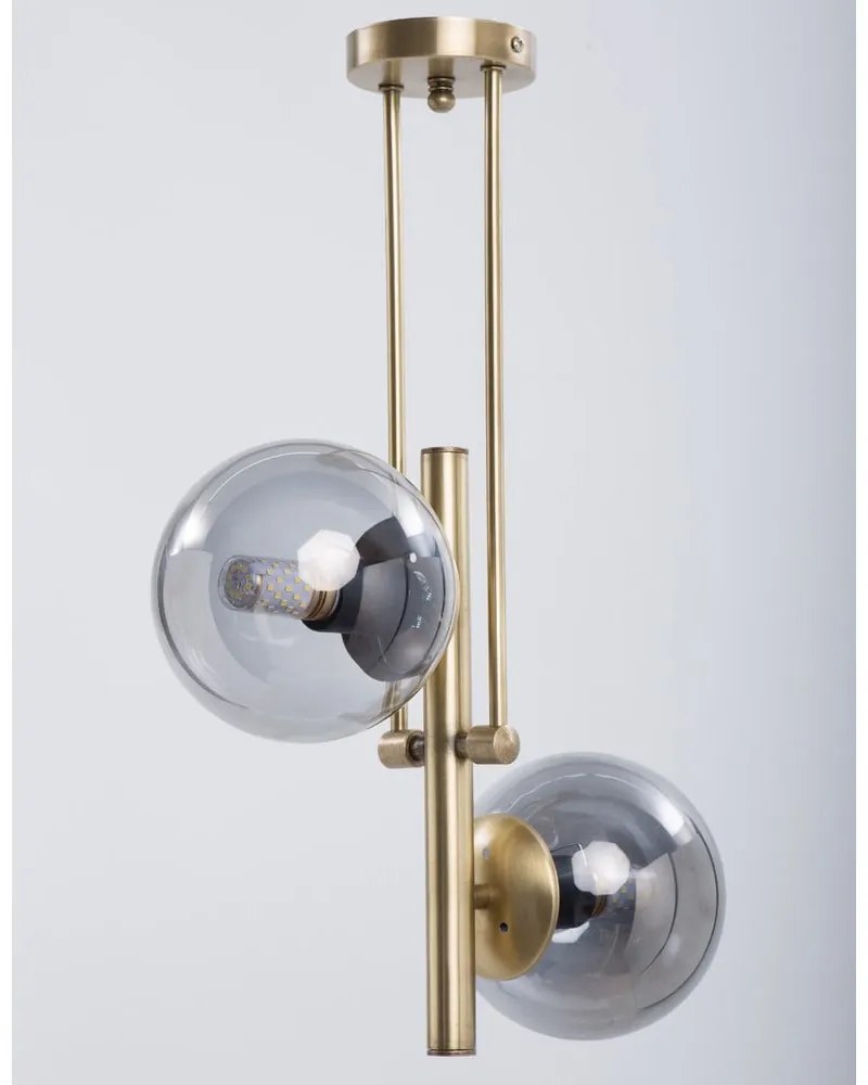 Сиво-златисто осветително тяло за таван със стъклен абажур ø 15 cm Libra – Squid Lighting