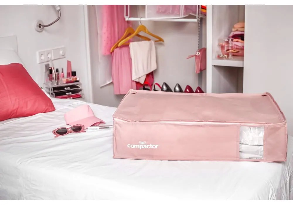 Вакуумна пластмасова кутия за съхранение под леглото 65x45x15,5 cm Pink Edition – Compactor