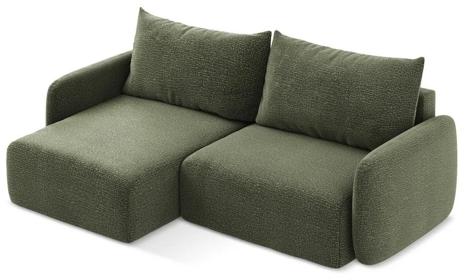 Зелен разтегателен ъглов диван с място за съхранение (ляв ъгъл) Kalena – Makamii