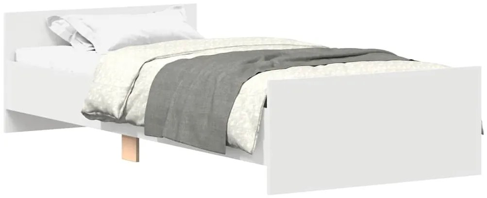 835946 vidaXL Рамка за легло, бяла, 75x190 см, Small Single, инженерно дърво