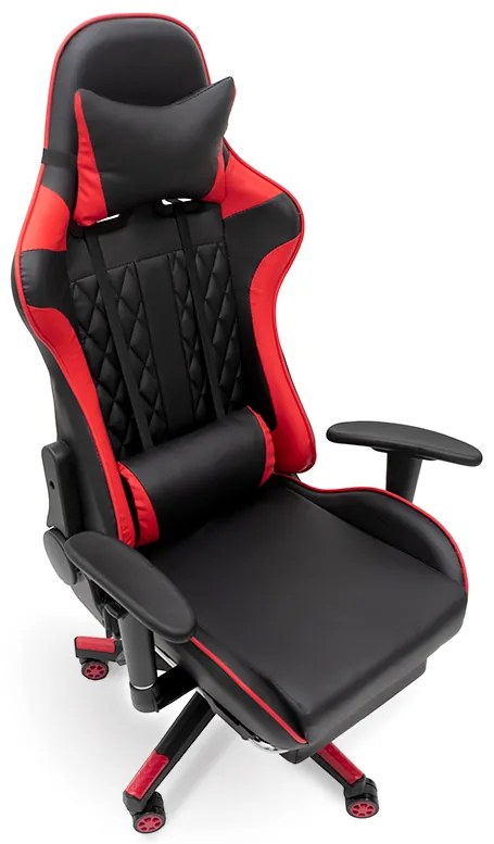 Масажен стол за игра с поставка за крака - червен