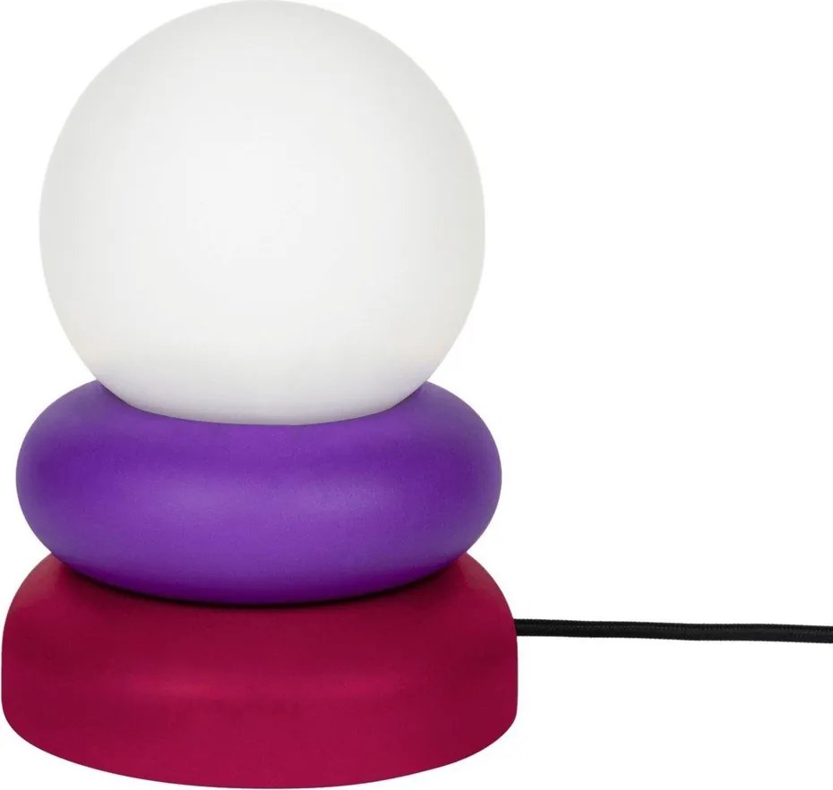 Червена/лилава настолна лампа от масивна дървесина със стъклен абажур (височина 24 cm) Otem – noo.ma