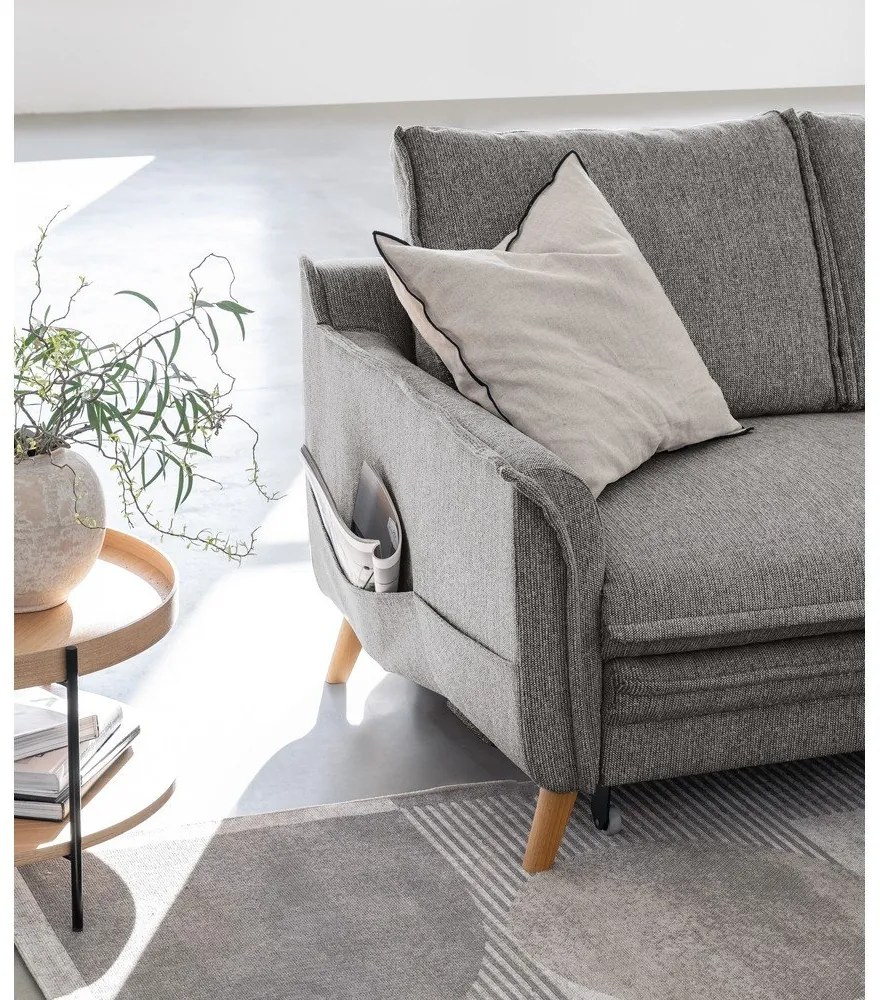 Сив разтегателен ъглов диван (десен ъгъл) Charming Charlie – Miuform