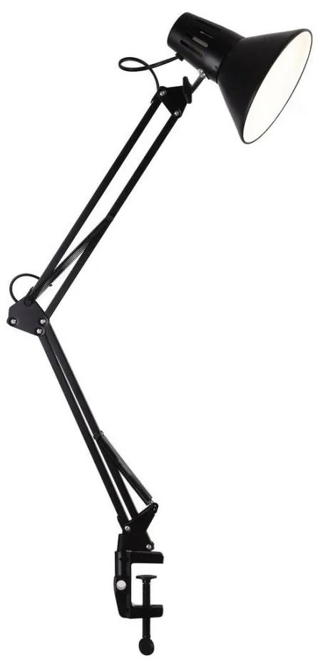 Настолна лампа с щипка WORKER 1xE27/10W/230V черна