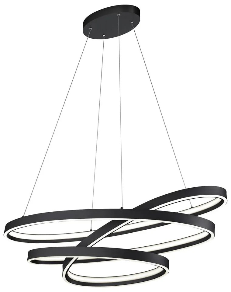 Черно LED висящо осветително тяло с гласово управление/ управление чрез мобилно приложение с метален абажур Ciola – CINQUE