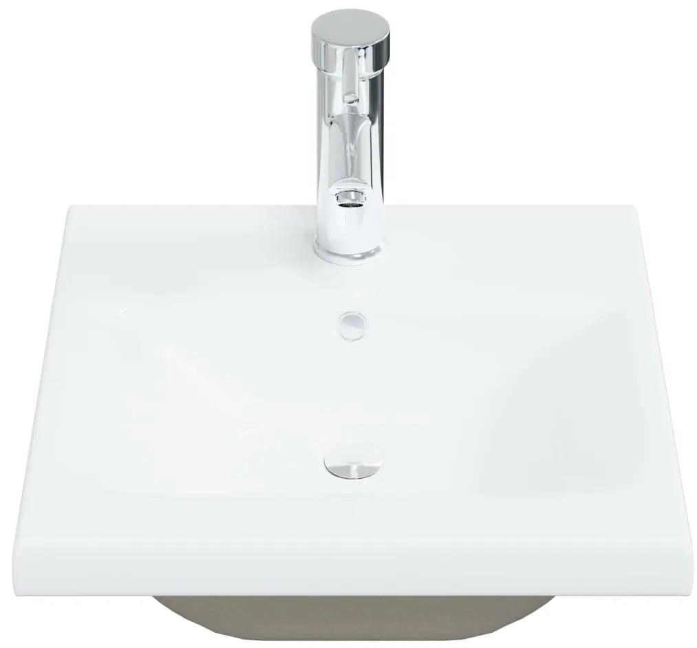 Мивка за вграждане със смесител, 42x39x18 см, керамична, бяла