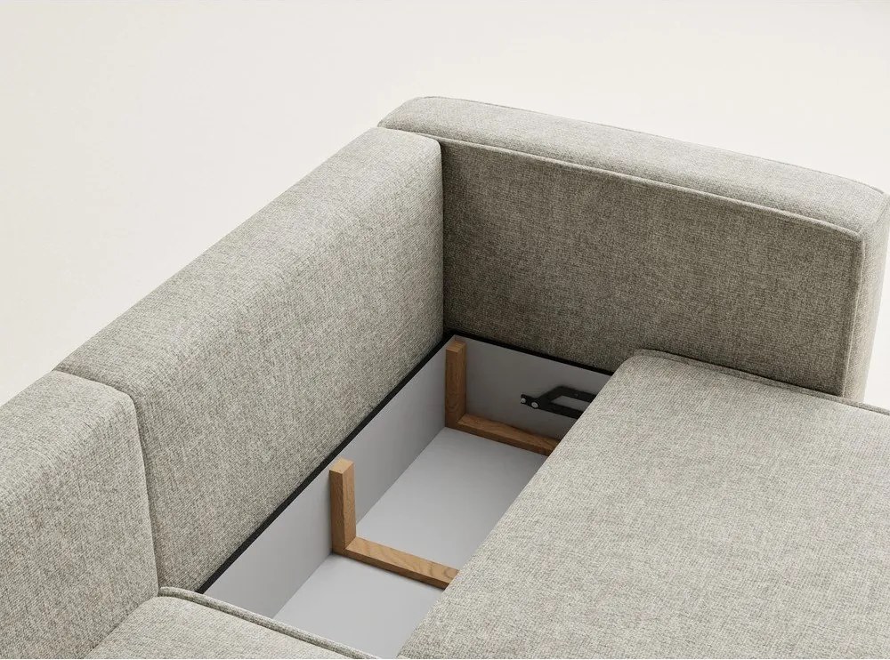 Бежов шенилов сгъваем/с място за съхранение ъглов диван (ляв ъгъл) Velto – Maison de Rêve