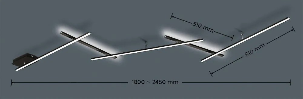 Матово черно LED затъмняващо се осветително тяло за таван 50x245 cm Indira – Trio