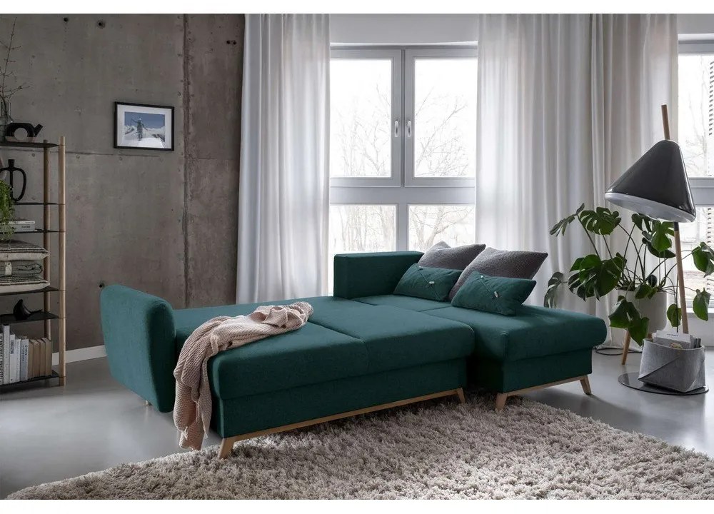 Тюркоазен ъглов разтегателен диван, десен ъгъл Scandic Lagom - Miuform