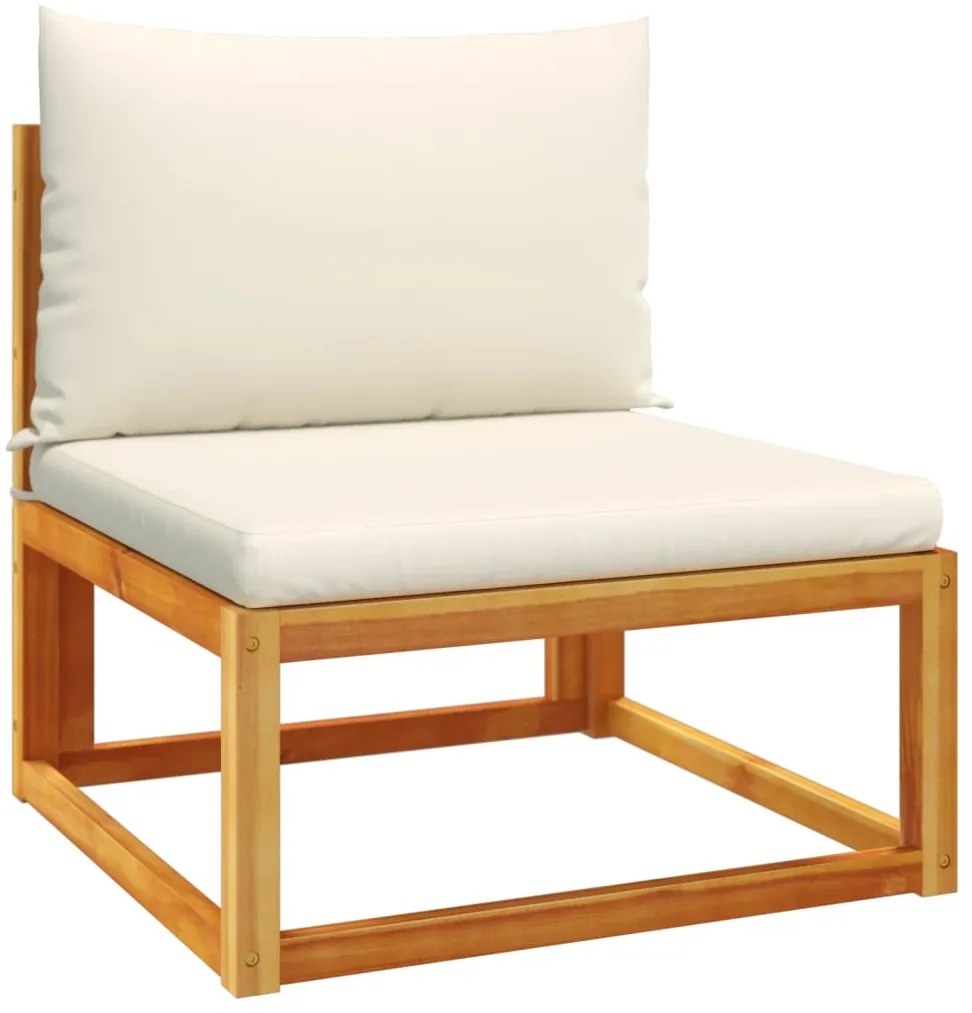 4008177 vidaXL Градински диван без подлакътници с възглавници, дърво, акация и ратан