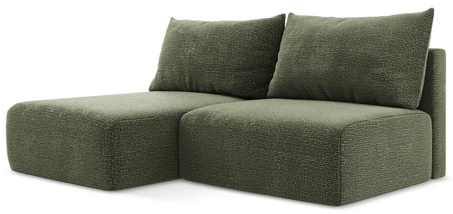 Зелен разтегателен ъглов диван с място за съхранение (ляв ъгъл) Kalena – Makamii