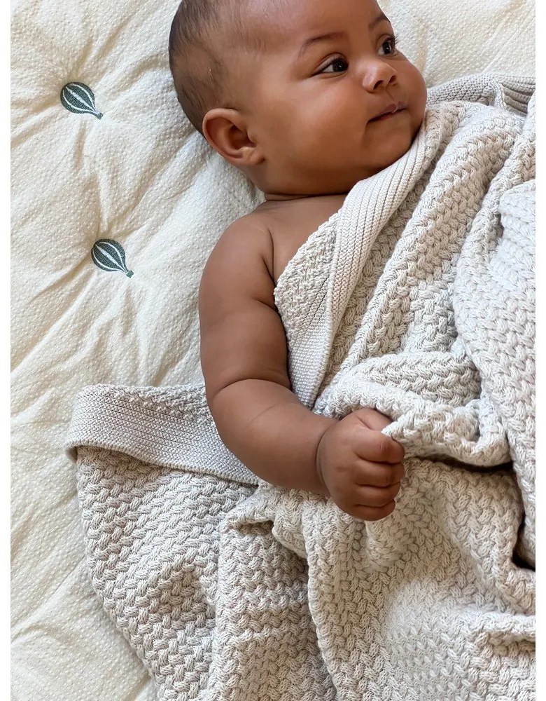 Светложълто/синьо олекотено бебешко одеяло от органичен памук 90x120 cm Balloon – Cam Cam Copenhagen