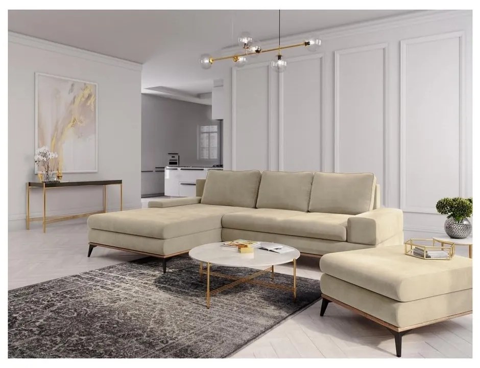 Бежов ъглов разтегателен диван , ляв ъгъл Planet - Windsor &amp; Co Sofas