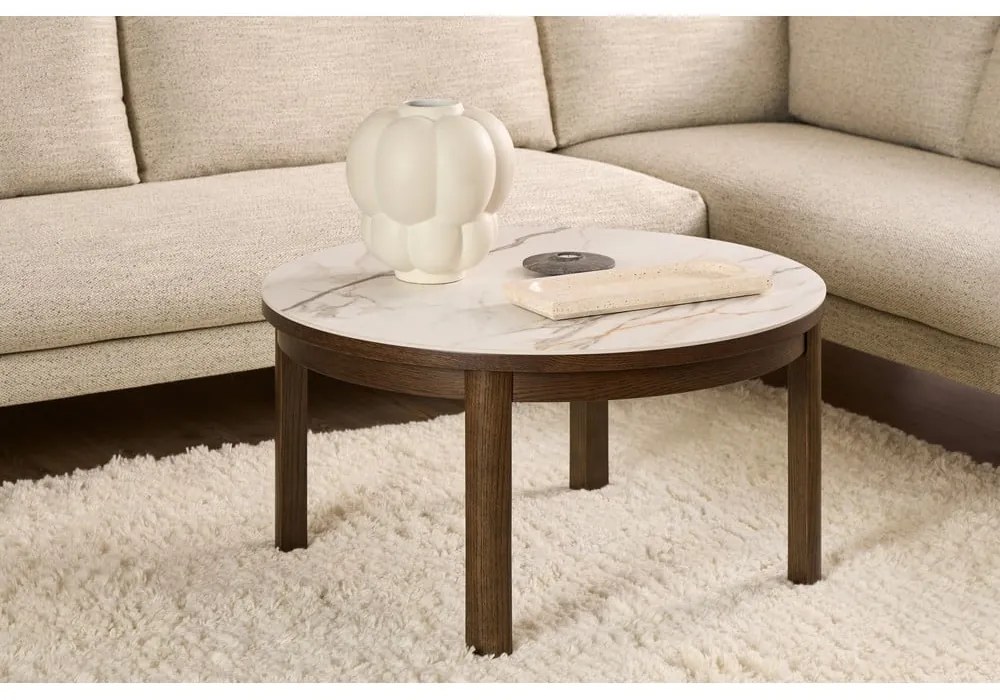 Кръгла масичка за кафе с керамичен плот в бежов и тъмнокафяв цвят ø 90 cm Southampton – Actona