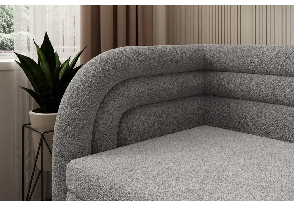 Сив сгъваем/с място за съхранение диван от прежда с примки от букле ляв ъгъл 223 cm Fabillo – ELTAP