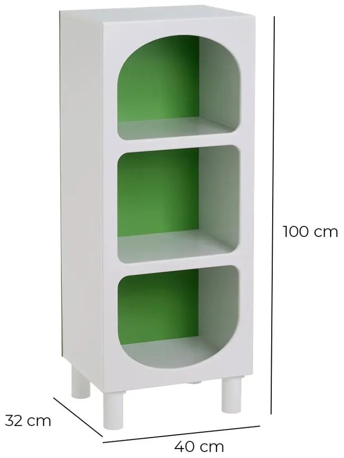 Бяло-зелена библиотека 40x100 cm – Casa Selección