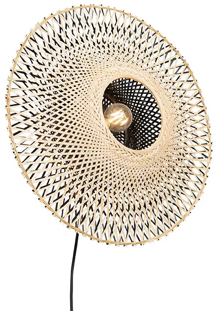 Ориенталски стенен аплик бамбук 50 см с щепсел - Rina