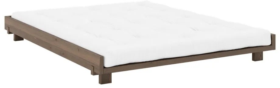 Кафяво двойно легло 160x200 cm от масивен бор с включена подматрачна рамка Social – Karup Design