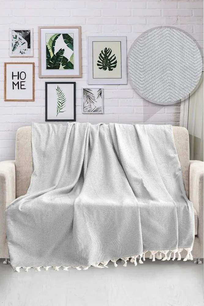 Светлосива памучна покривка за легло HN, 170 x 230 cm - Viaden