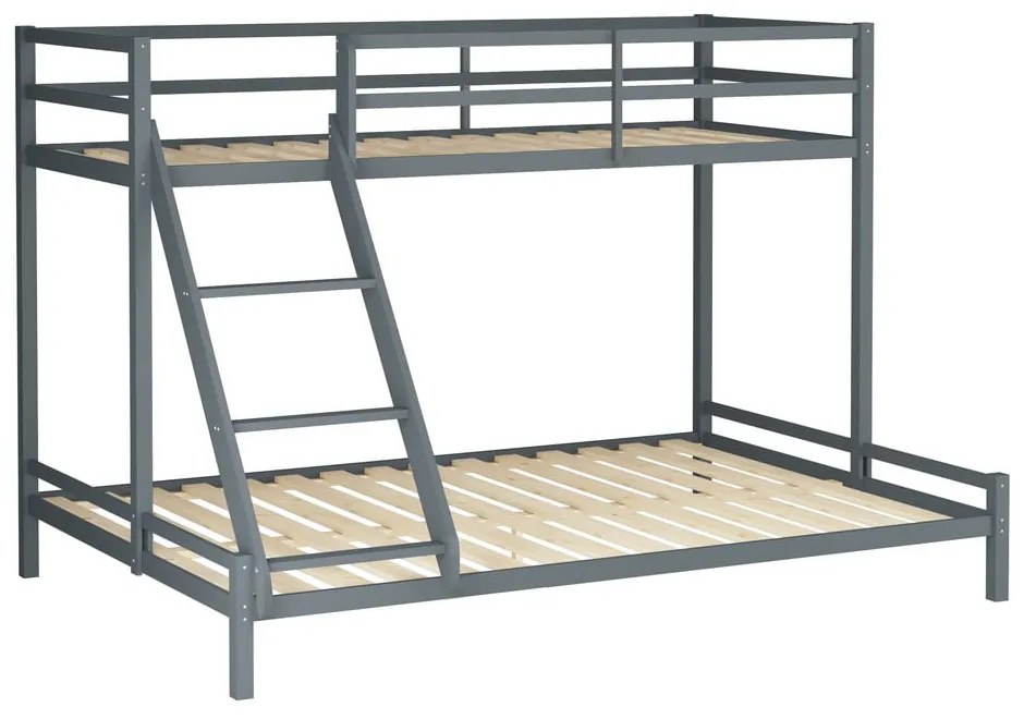 Сиво двуетажно легло от борова дървесина Alpi2 - Støraa