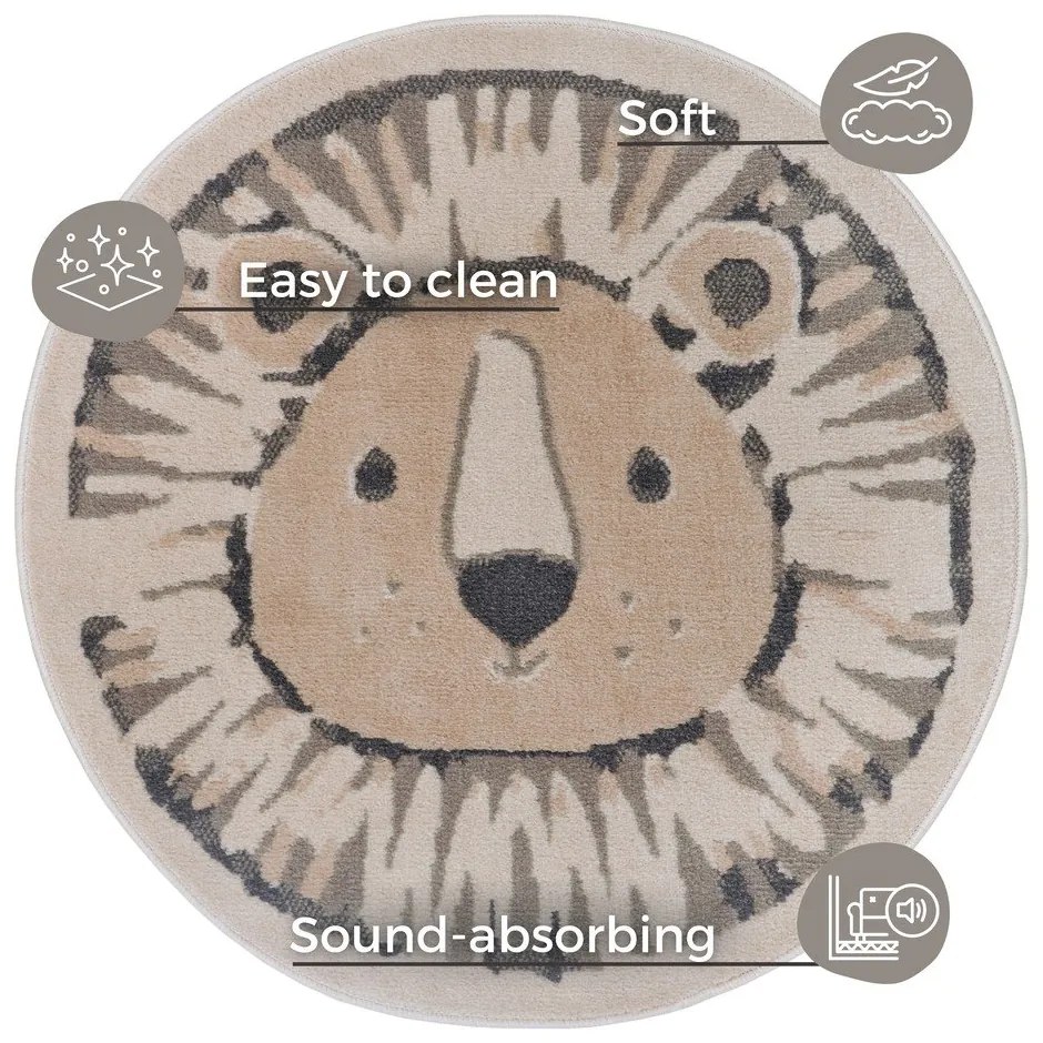 Бежов детски килим ø 100 cm Lion - Hanse Home