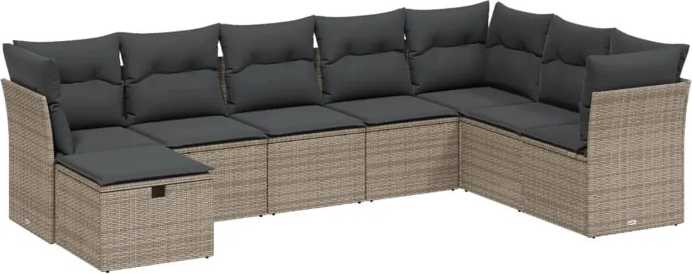 3263276 vidaXL Градински комплект диван с възглавници 8 части сив полиратан