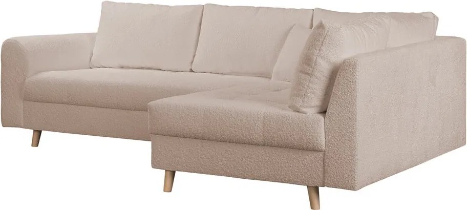 Бежов ъглов диван от плат букле (десен ъгъл) Ariella - Ropez