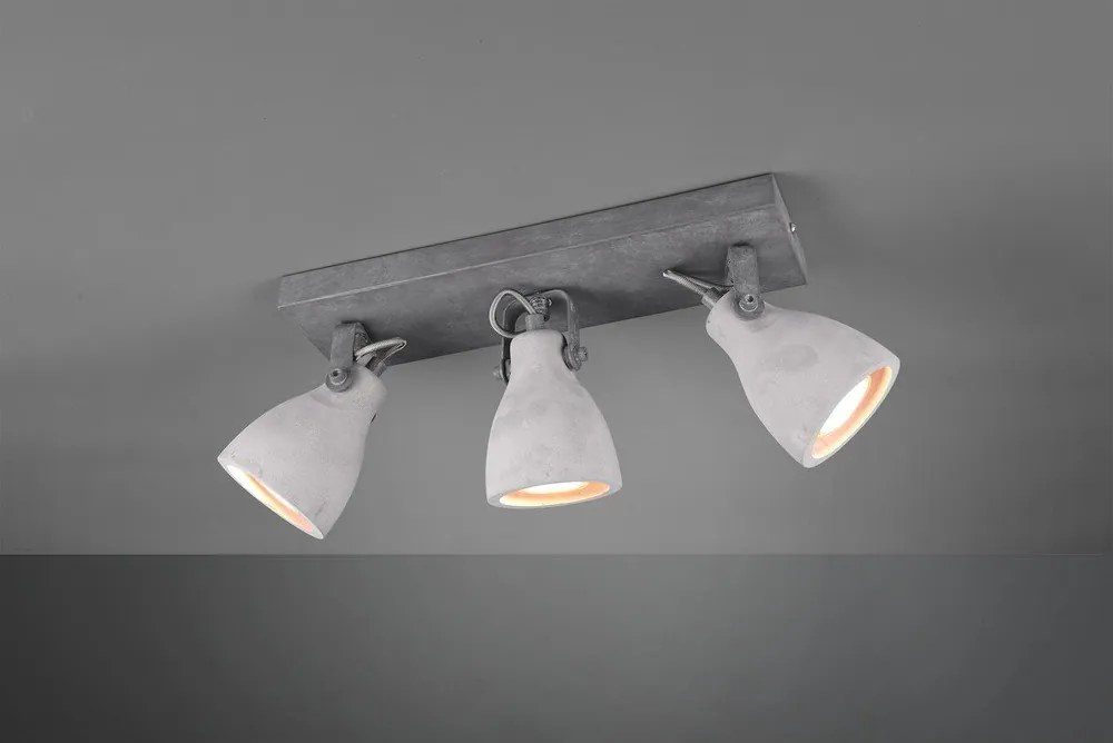 Сива стенна лампа за 3 крушки , дължина 35 cm - Trio Concrete