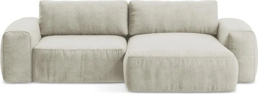 Бежов шенилов сгъваем ъглов диван (десен ъгъл) Kuki – Makamii