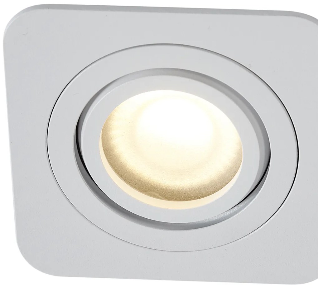 Комплект от 6 заоблени вградени спота бели GU10 50mm въртящи се и накланящи се IP44 - Alberto