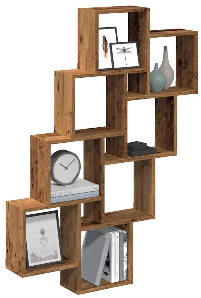 856596 vidaXL Стенна кубична етажерка от старо дърво 90x15x119,5 cm