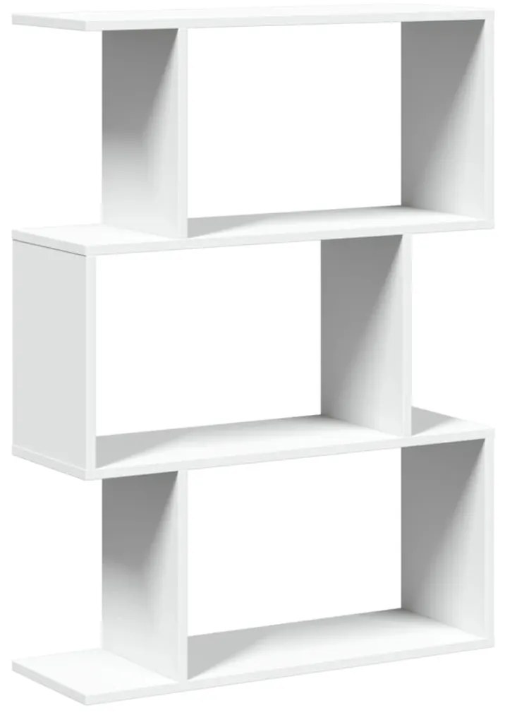 858111 vidaXL Преграда за стая, библиотека с 3 нива, бяла, 70x24x97 см, инженерно дърво