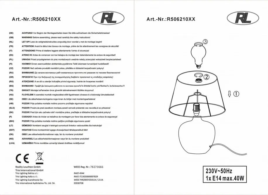 Черна настолна лампа от керамика и плат, височина 26 cm Luxor - Reality