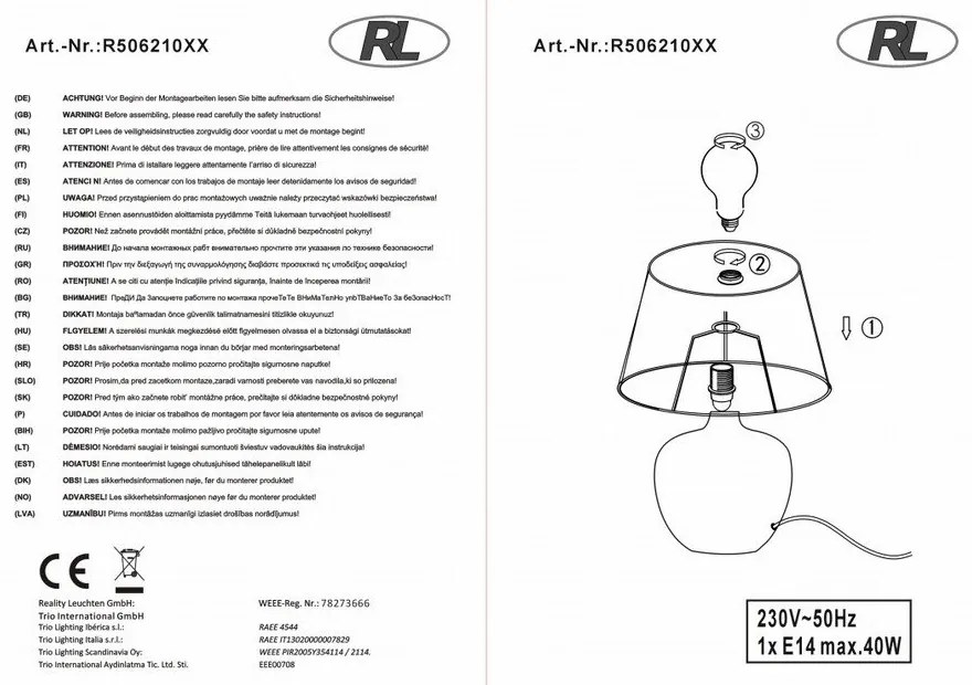Черна настолна лампа от керамика и плат, височина 26 cm Luxor - Trio