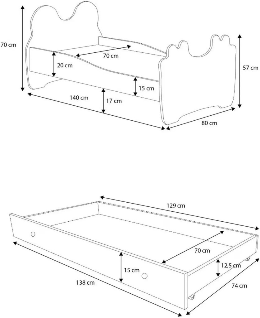 Детско легло Corleon-White-Black