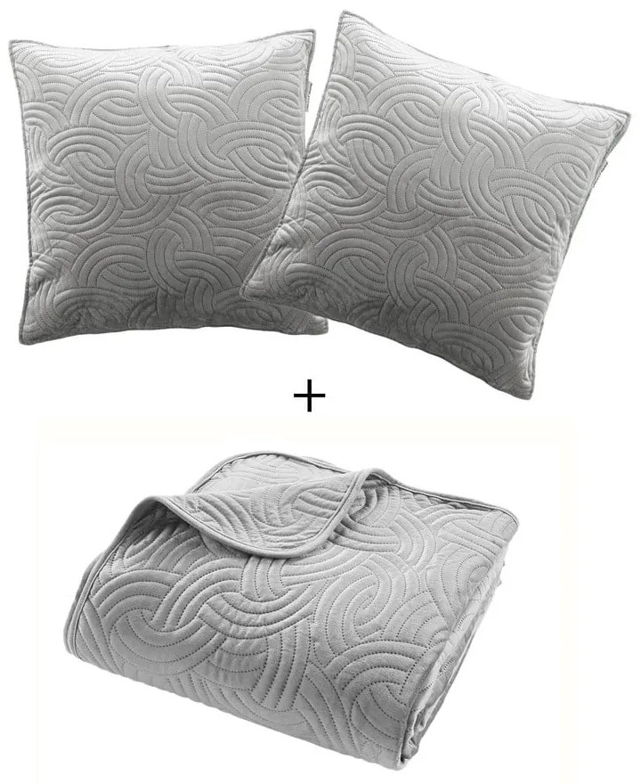 Сиво комплект шалте и калъфка за възглавница 240x260 cm Solange – douceur d'intérieur
