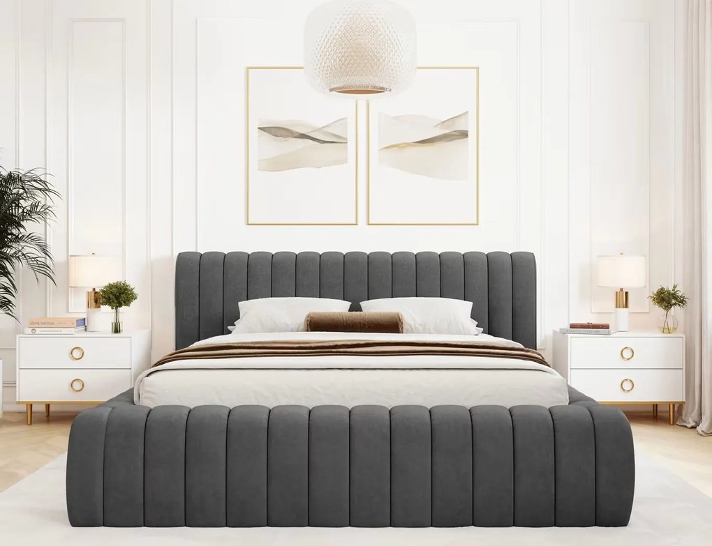 Тапицирано легло Carlito-Тъмнокафяво-180 x 200