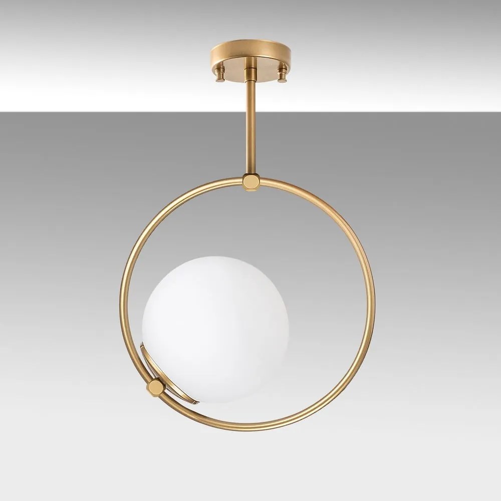 Осветително тяло за таван в златист цвят със стъклен абажур 39x26 cm Dolunay – Opviq lights