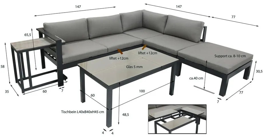 Градински комплект от ъглов диван и маси Miranda - Garden Pleasure