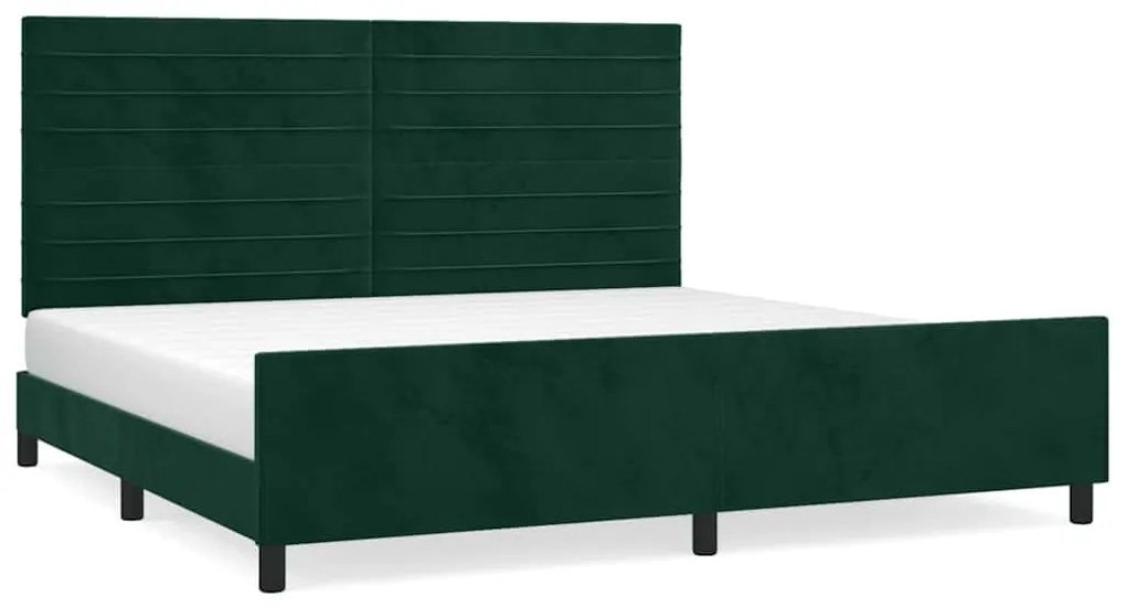 3125839 vidaXL Рамка за легло без матрак, тъмнозелена, 200x200 см, кадифе