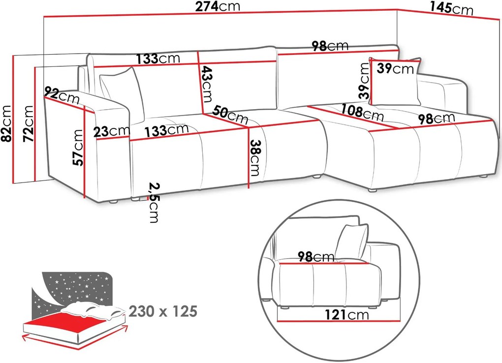 Ъглов диван Furyn L Maxi-Тъмнобежов