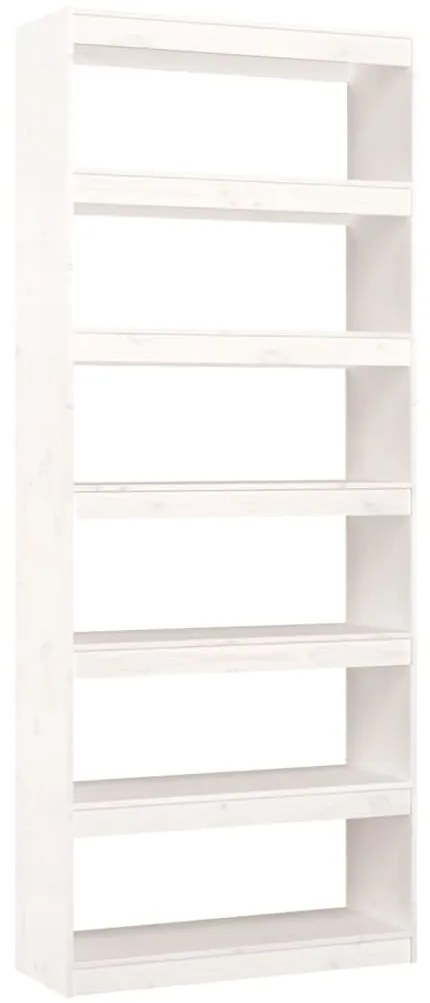 808204 vidaXL Библиотека/разделител за стая, бяла, 80x30x199,5 см, бор масив