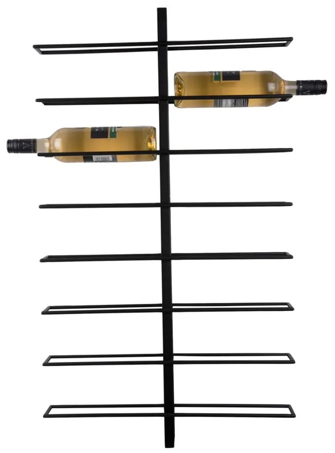 Черна метална стойка за вино, монтирана на стената, брой бутилки 16 Dual - PT LIVING