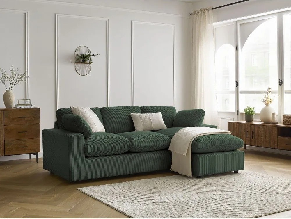 Зелен ъглов диван от рипсено кадифе Belair – Bobochic Paris