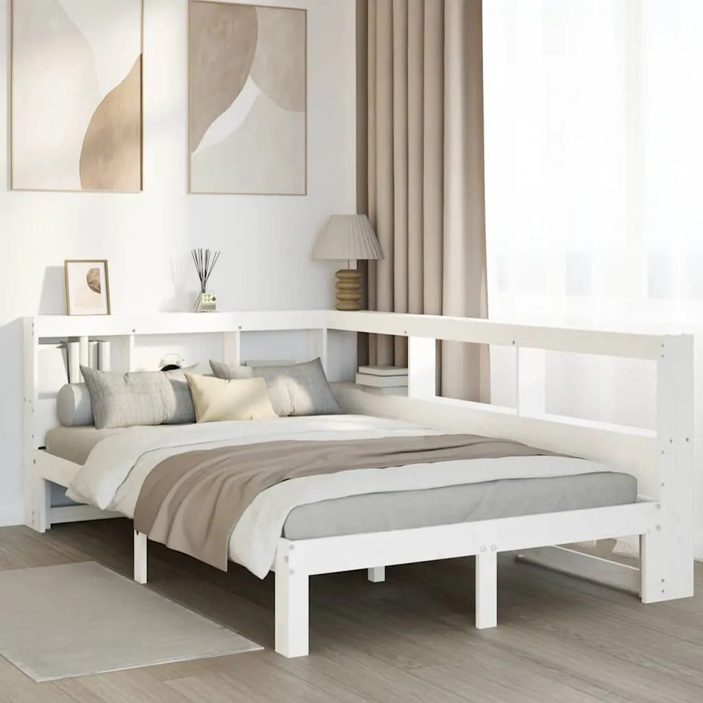 3324386 vidaXL Легло с етажерка за книги, без матрак, 120x200 см, бор масив