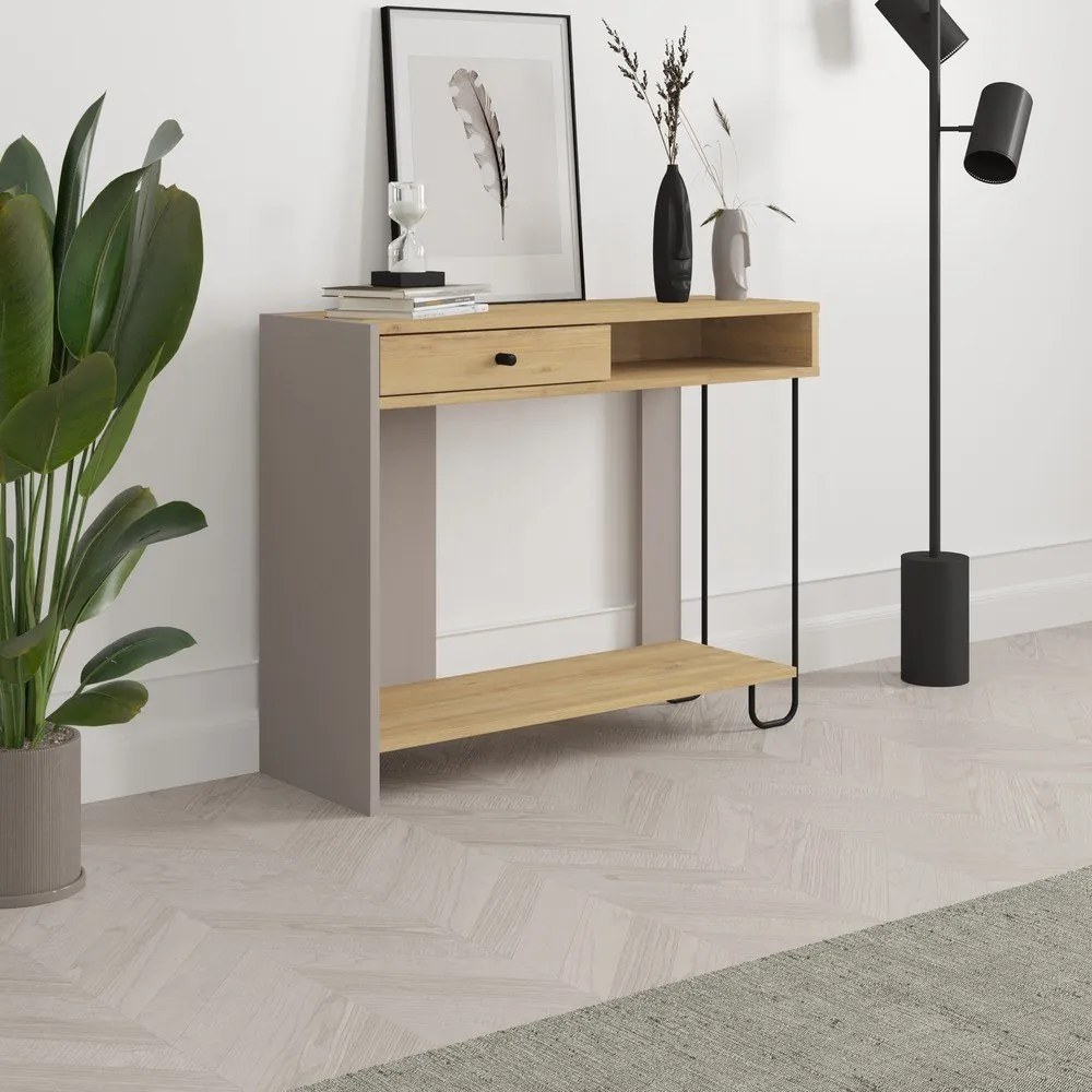 Конзолна маса с плот в дъбов декор 35x100 cm Saturne - Marckeric